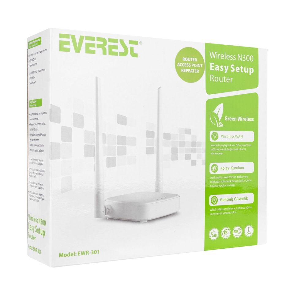 Everest EWR-301 300 Mbps Repeater Access Point Kablosuz Router