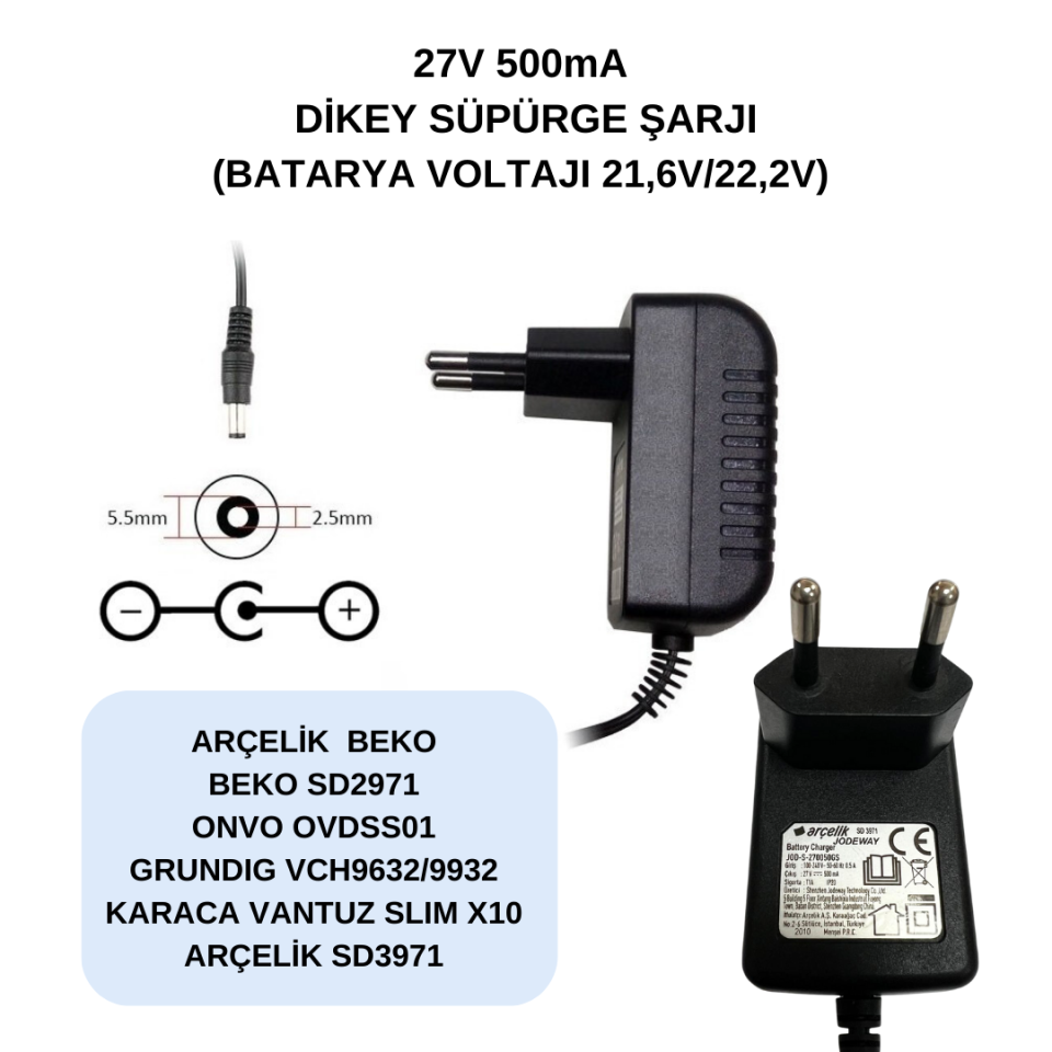 INSE N5/N55/N6/N6S/V70/N62 Dikey Süpürge Orijinal Şarj Adaptörü
