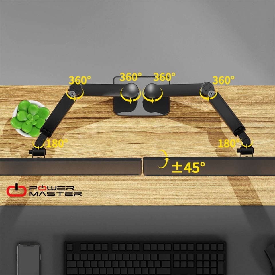 POWERMASTER PM-252D 13-32'' AMORTİSÖRLÜ STAND ÇİFT KOL LCD-LED MONİTÖR TUTUCU STAND ASKI APARATI