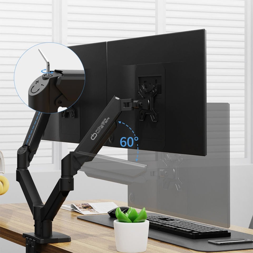 POWERMASTER PM-252D 13-32'' AMORTİSÖRLÜ STAND ÇİFT KOL LCD-LED MONİTÖR TUTUCU STAND ASKI APARATI